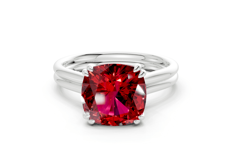 Audrey Ruby Gemstone Solitaire Cushion Squareuare Cut 3.1mm Engagement Ring - Ring Premier