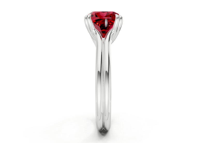 Audrey Ruby Gemstone Solitaire Cushion Squareuare Cut 3.1mm Engagement Ring - Ring Premier