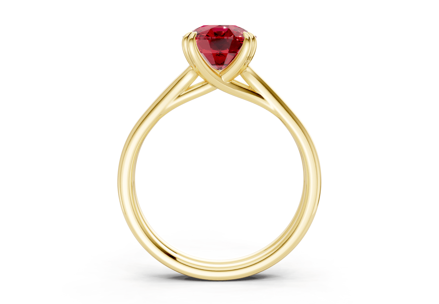 Audrey Ruby Gemstone Solitaire Elongated Cushion Cut 3.1mm Engagement Ring - Ring Premier