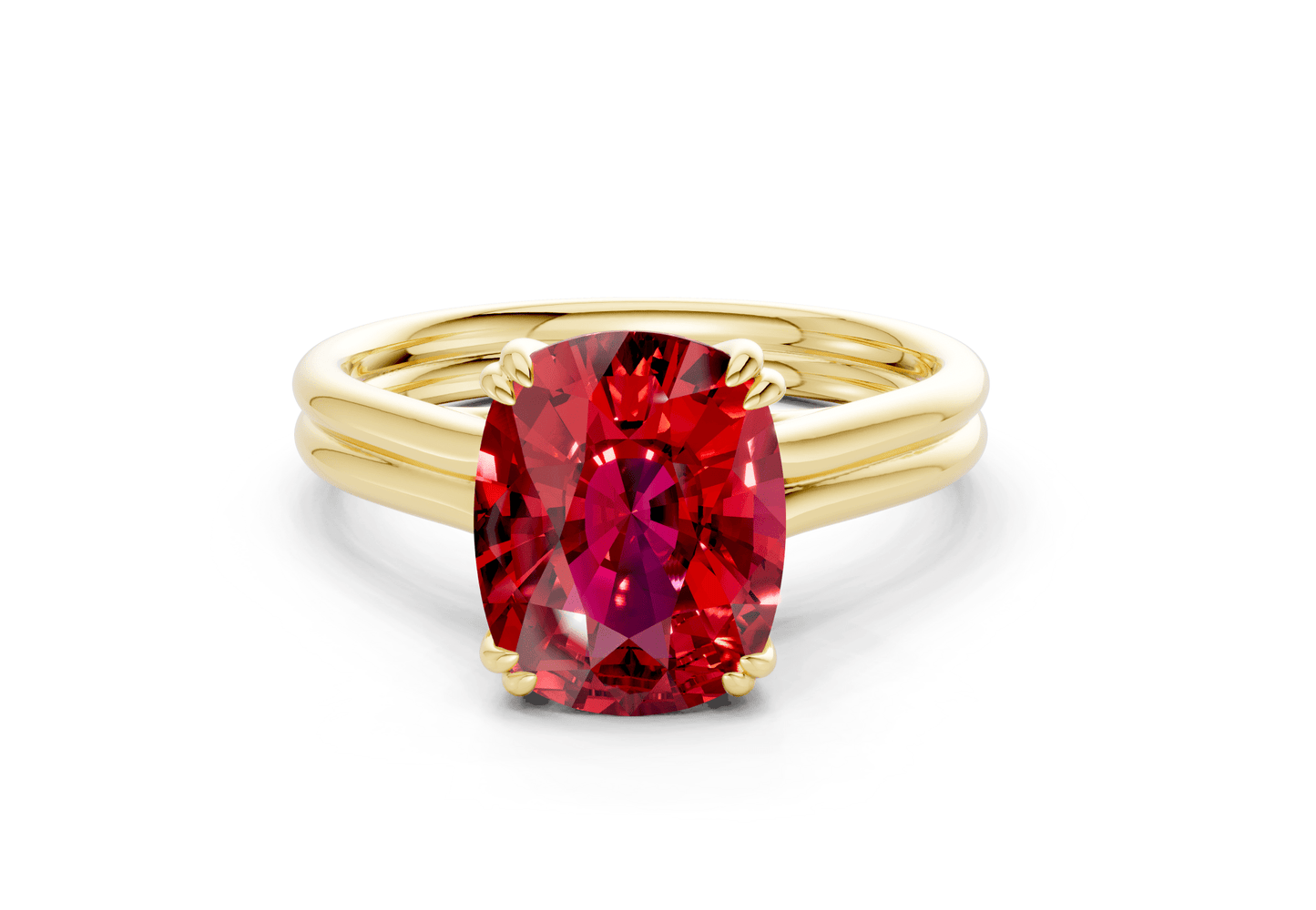 Audrey Ruby Gemstone Solitaire Elongated Cushion Cut 3.1mm Engagement Ring - Ring Premier