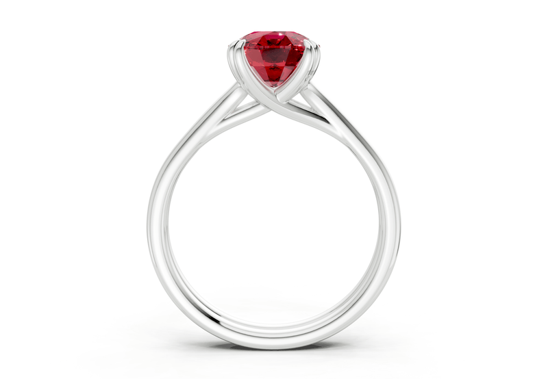 Audrey Ruby Gemstone Solitaire Elongated Cushion Cut 3.1mm Engagement Ring - Ring Premier