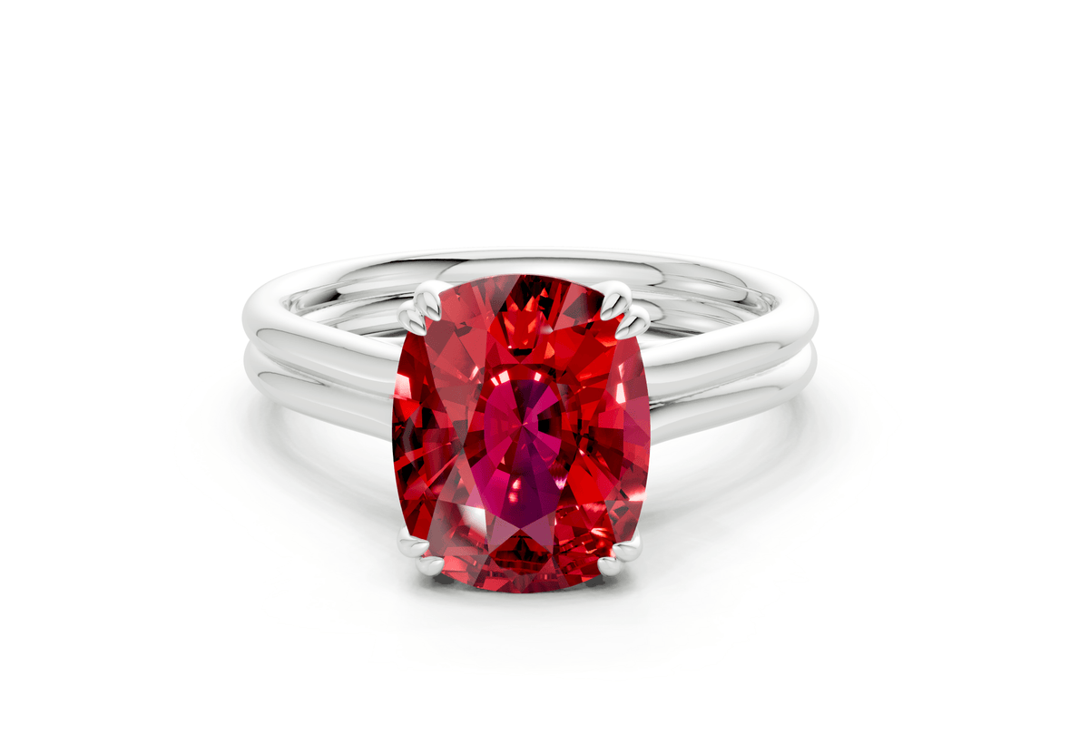 Audrey Ruby Gemstone Solitaire Elongated Cushion Cut 3.1mm Engagement Ring