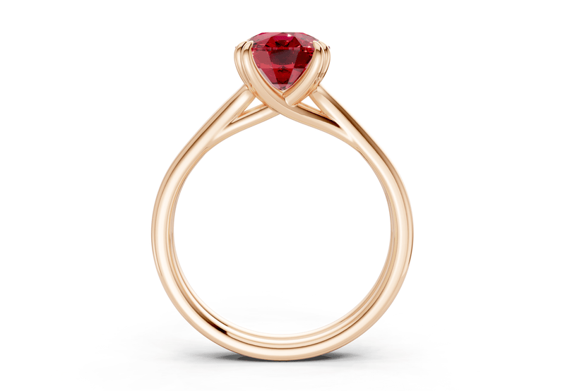 Audrey Ruby Gemstone Solitaire Elongated Cushion Cut 3.1mm Engagement Ring - Ring Premier