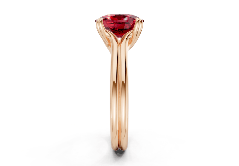 Audrey Ruby Gemstone Solitaire Elongated Cushion Cut 3.1mm Engagement Ring - Ring Premier