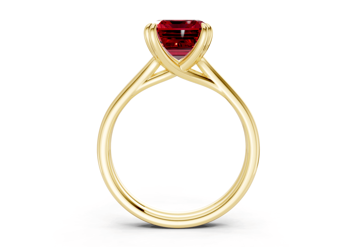 Audrey Ruby Gemstone Solitaire Emerald Cut 3.1mm Engagement Ring - Ring Premier
