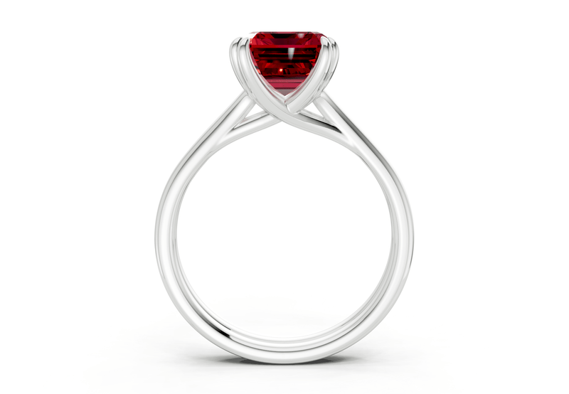 Audrey Ruby Gemstone Solitaire Emerald Cut 3.1mm Engagement Ring - Ring Premier