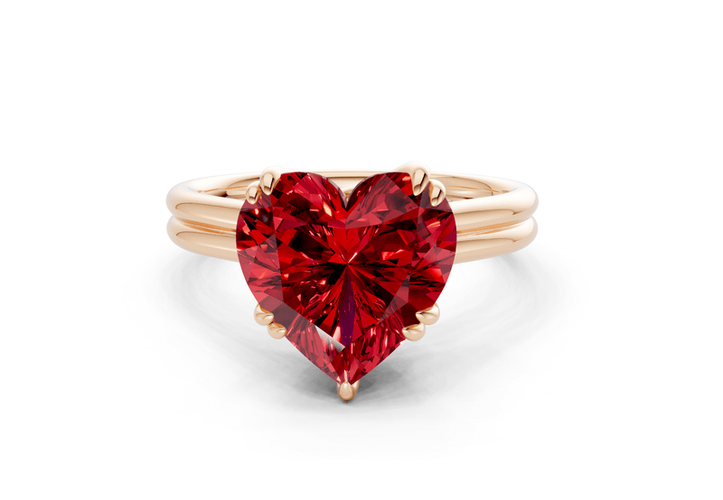 Audrey Ruby Gemstone Solitaire Heart Cut 3.1mm Engagement Ring - Ring Premier
