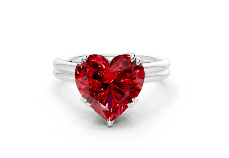 Audrey Ruby Gemstone Solitaire Heart Cut 3.1mm Engagement Ring - Ring Premier
