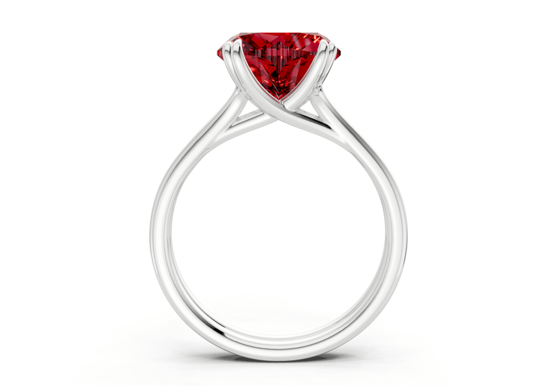 Audrey Ruby Gemstone Solitaire Heart Cut 3.1mm Engagement Ring - Ring Premier