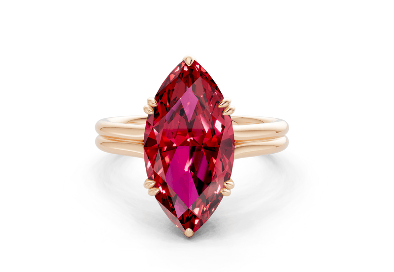 Audrey Ruby Gemstone Solitaire Marquise Cut 3.1mm Engagement Ring - Ring Premier