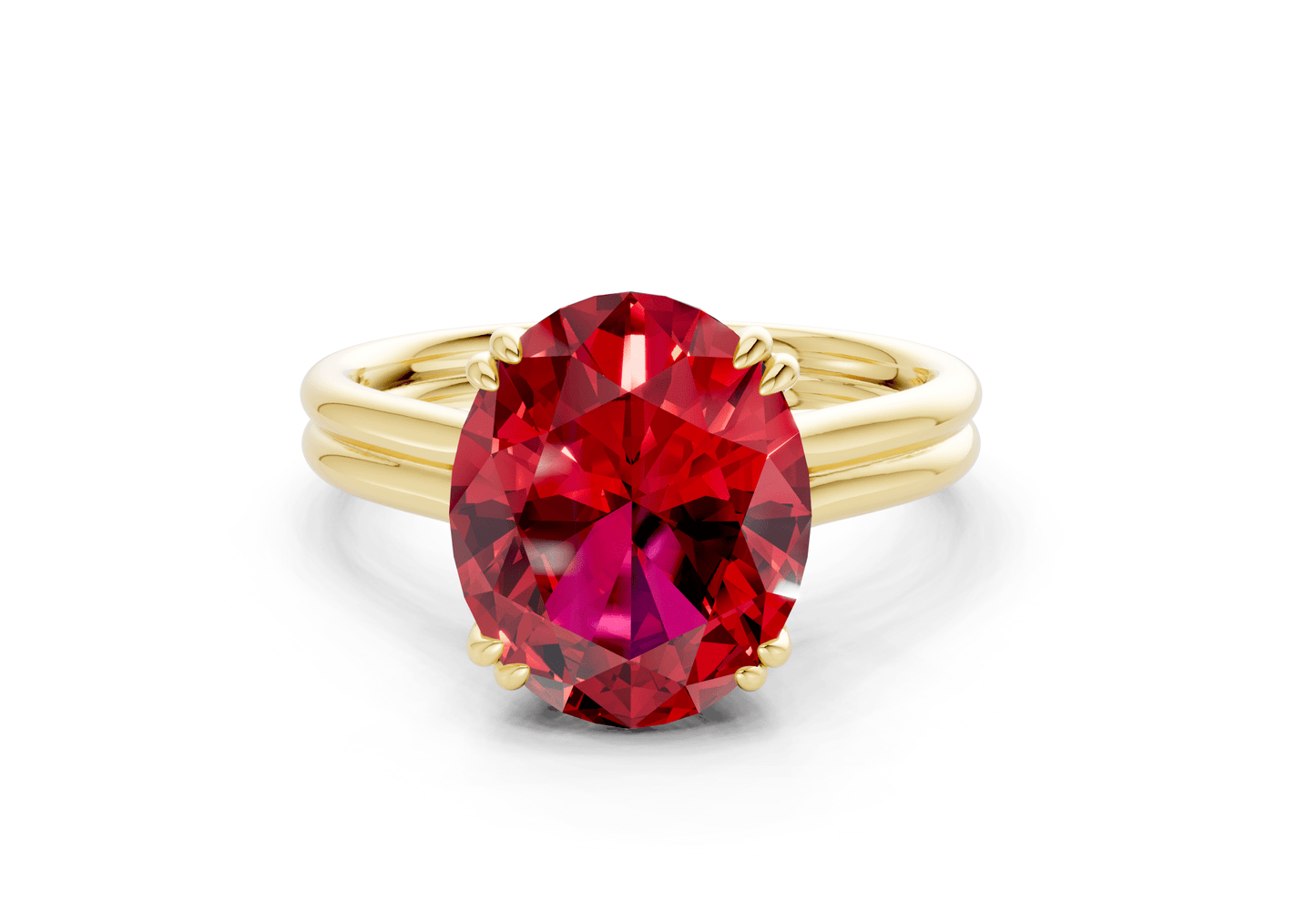 Audrey Ruby Gemstone Solitaire Oval Cut 3.1mm Engagement Ring - Ring Premier