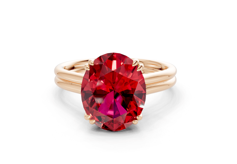 Audrey Ruby Gemstone Solitaire Oval Cut 3.1mm Engagement Ring - Ring Premier