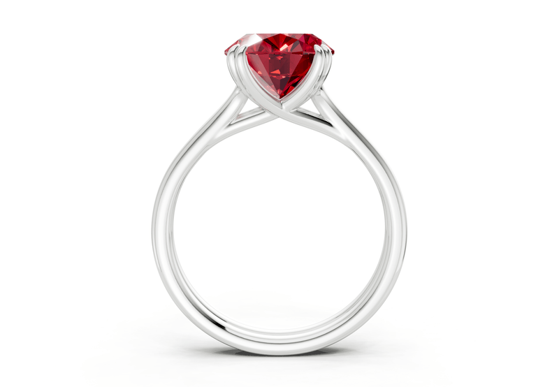 Audrey Ruby Gemstone Solitaire Oval Cut 3.1mm Engagement Ring - Ring Premier