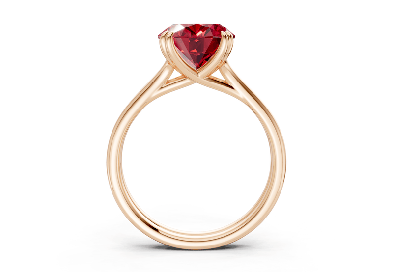 Audrey Ruby Gemstone Solitaire Oval Cut 3.1mm Engagement Ring - Ring Premier