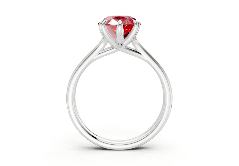Audrey Ruby Gemstone Solitaire Pear Cut 3.1mm Engagement Ring - Ring Premier