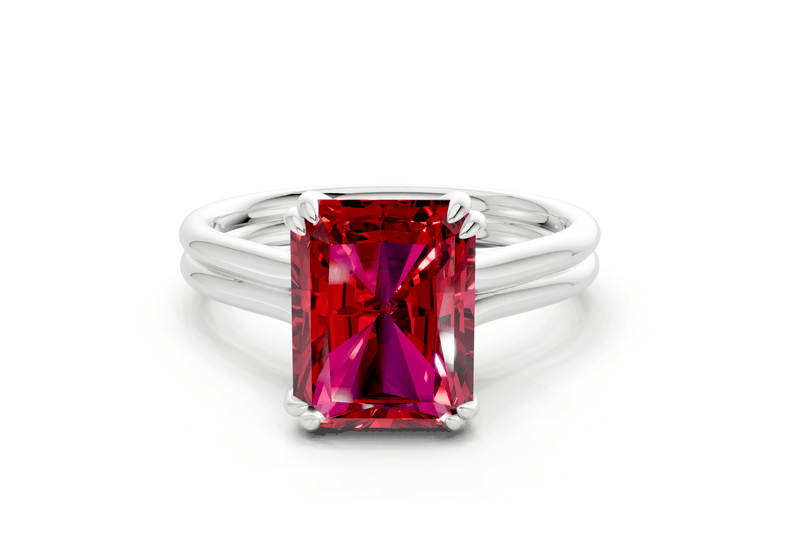 Audrey Ruby Gemstone Solitaire Radiant Cut 3.1mm Engagement Ring - Ring Premier