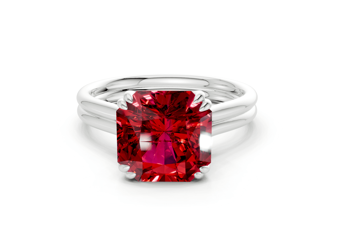 Audrey Ruby Gemstone Solitaire Radiant Squareuare Cut 3.1mm Engagement Ring