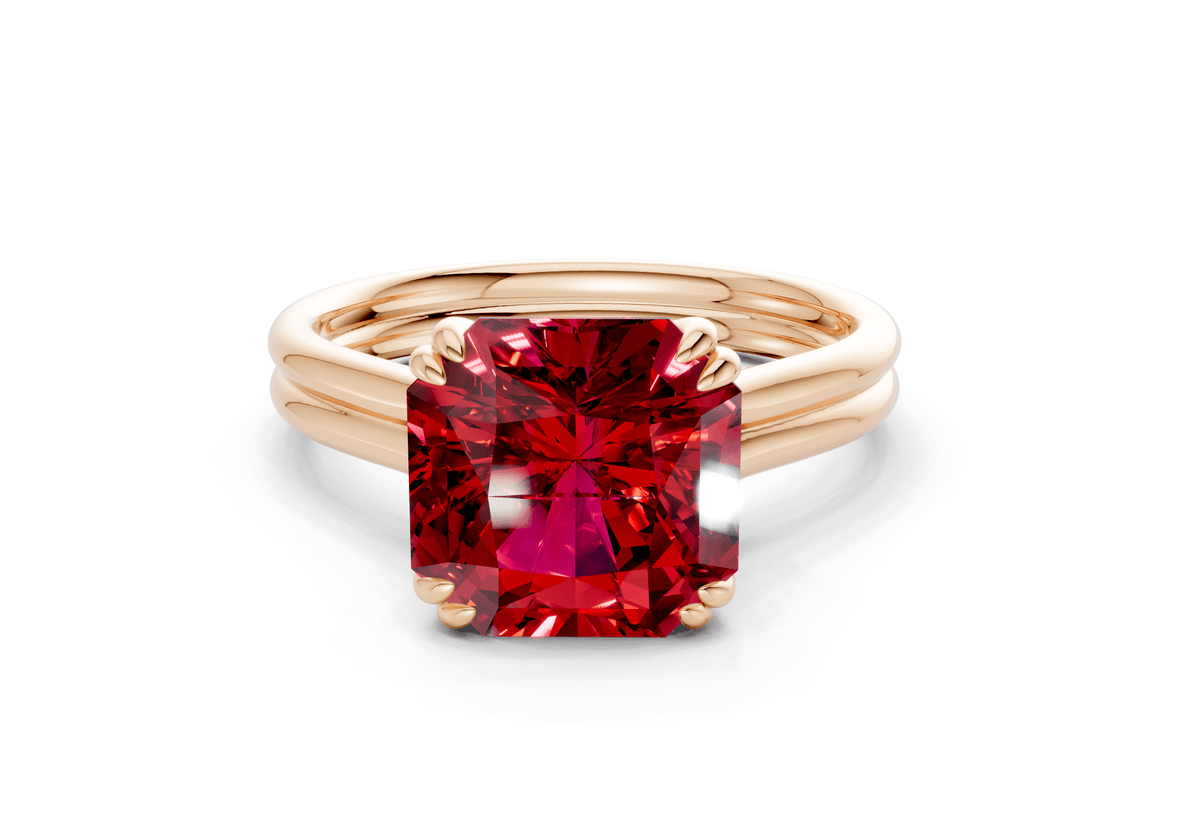 Audrey Ruby Gemstone Solitaire Radiant Squareuare Cut 3.1mm Engagement Ring