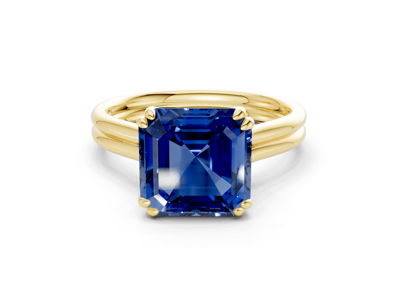Audrey Sapphire Gemstone Solitaire Asscher Cut 3.1mm Engagement Ring