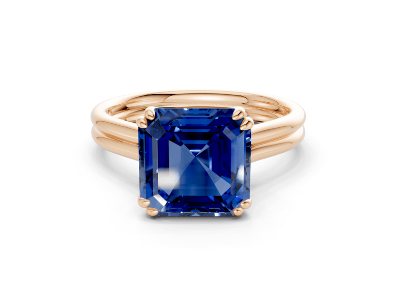 Audrey Sapphire Gemstone Solitaire Asscher Cut 3.1mm Engagement Ring - Ring Premier