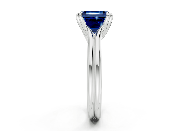 Audrey Sapphire Gemstone Solitaire Asscher Cut 3.1mm Engagement Ring - Ring Premier