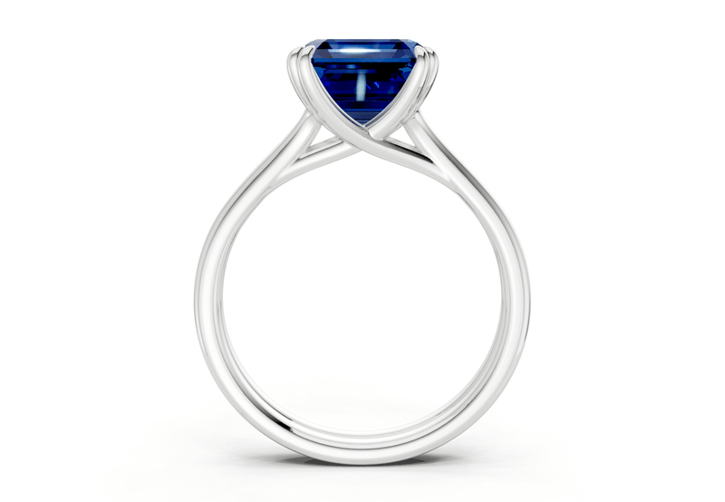 Audrey Sapphire Gemstone Solitaire Asscher Cut 3.1mm Engagement Ring - Ring Premier