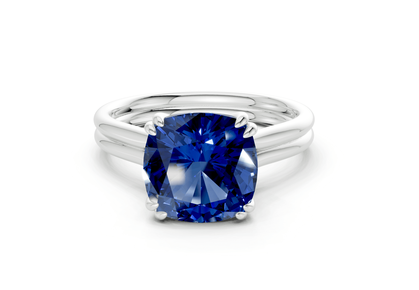 Audrey Sapphire Gemstone Solitaire Cushion Squareuare Cut 3.1mm Engagement Ring