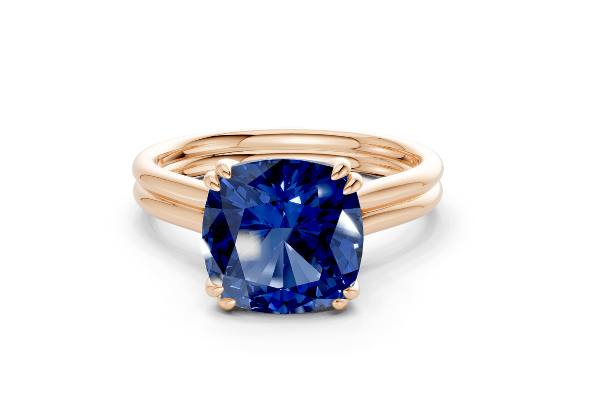 Audrey Sapphire Gemstone Solitaire Cushion Squareuare Cut 3.1mm Engagement Ring