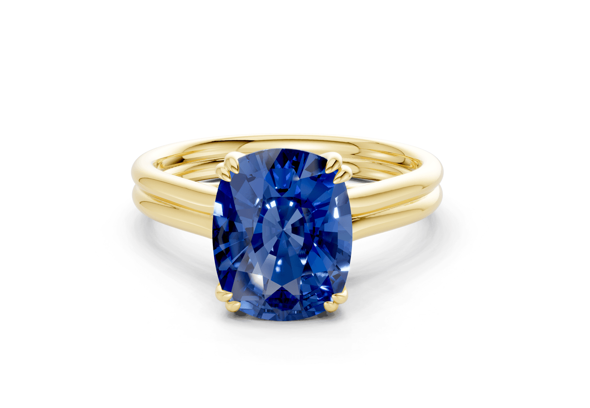 Audrey Sapphire Gemstone Solitaire Elongated Cushion Cut 3.1mm Engagement Ring