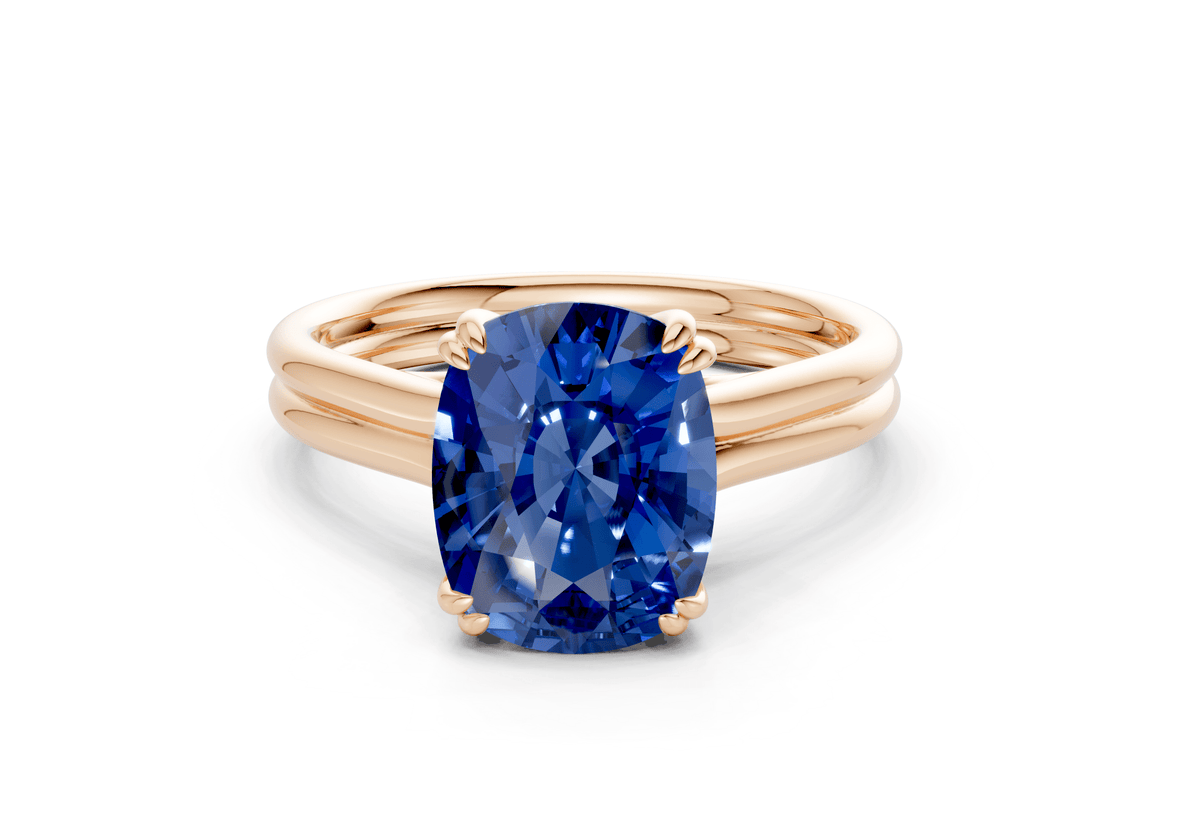 Audrey Sapphire Gemstone Solitaire Elongated Cushion Cut 3.1mm Engagement Ring