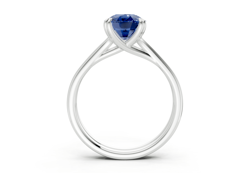 Audrey Sapphire Gemstone Solitaire Elongated Cushion Cut 3.1mm Engagement Ring - Ring Premier