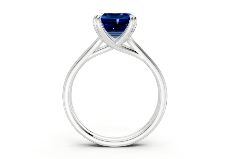 Audrey Sapphire Gemstone Solitaire Emerald Cut 3.1mm Engagement Ring - Ring Premier
