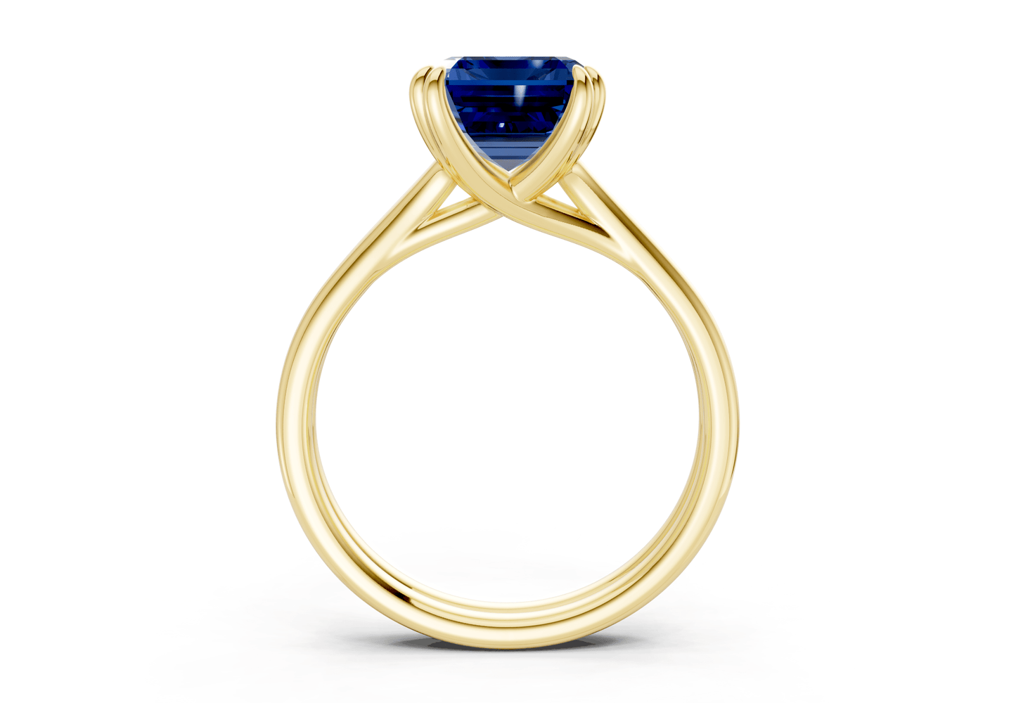 Audrey Sapphire Gemstone Solitaire Emerald Cut 3.1mm Engagement Ring - Ring Premier