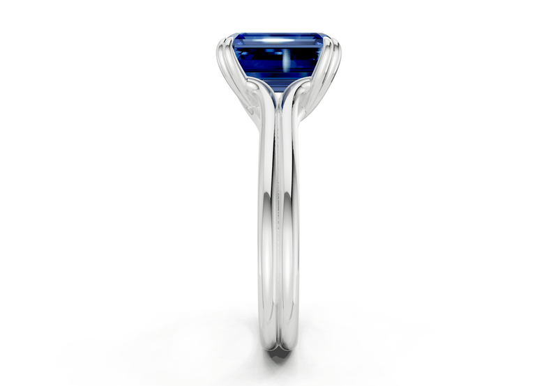 Audrey Sapphire Gemstone Solitaire Emerald Cut 3.1mm Engagement Ring - Ring Premier