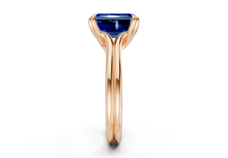 Audrey Sapphire Gemstone Solitaire Emerald Cut 3.1mm Engagement Ring - Ring Premier