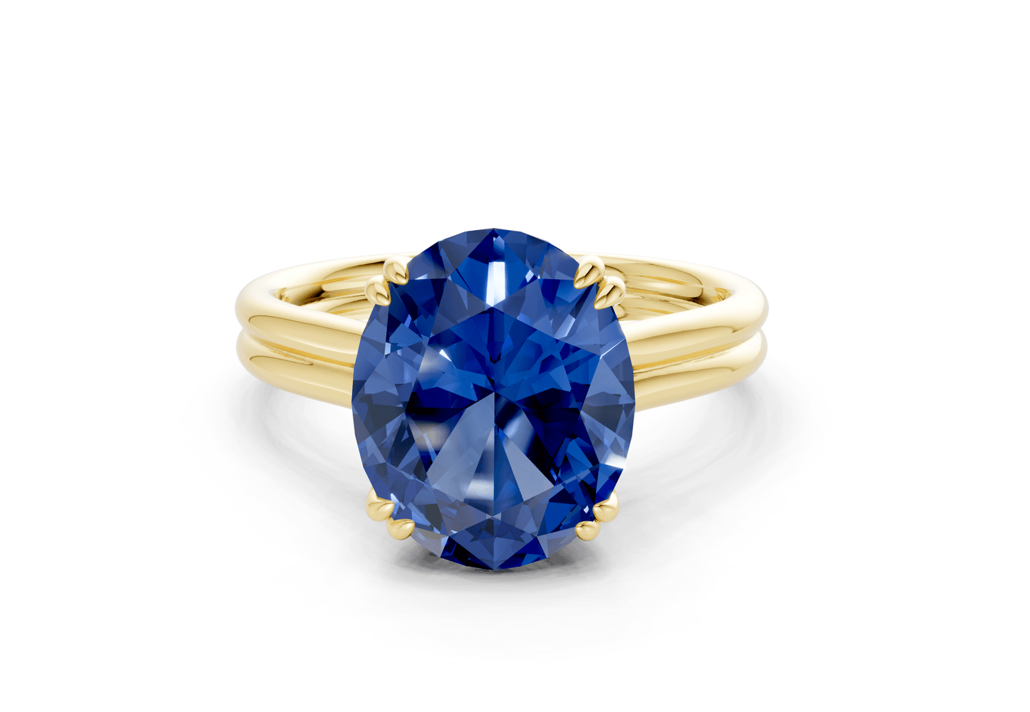 Audrey Sapphire Gemstone Solitaire Oval Cut 3.1mm Engagement Ring - Ring Premier
