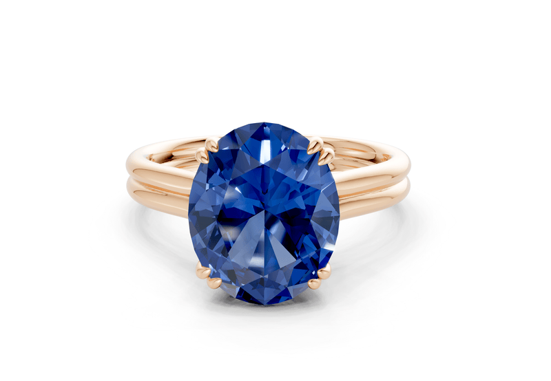 Audrey Sapphire Gemstone Solitaire Oval Cut 3.1mm Engagement Ring - Ring Premier