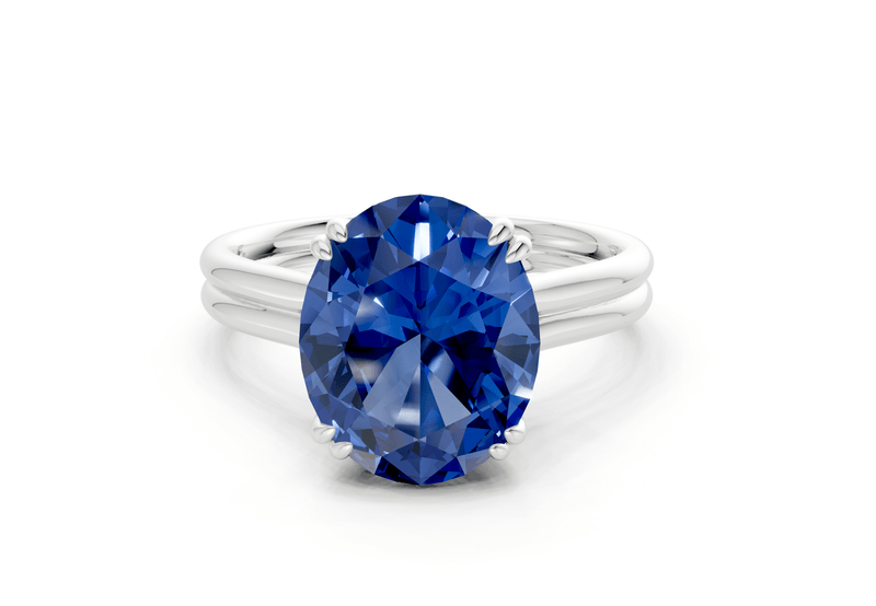 Audrey Sapphire Gemstone Solitaire Oval Cut 3.1mm Engagement Ring - Ring Premier