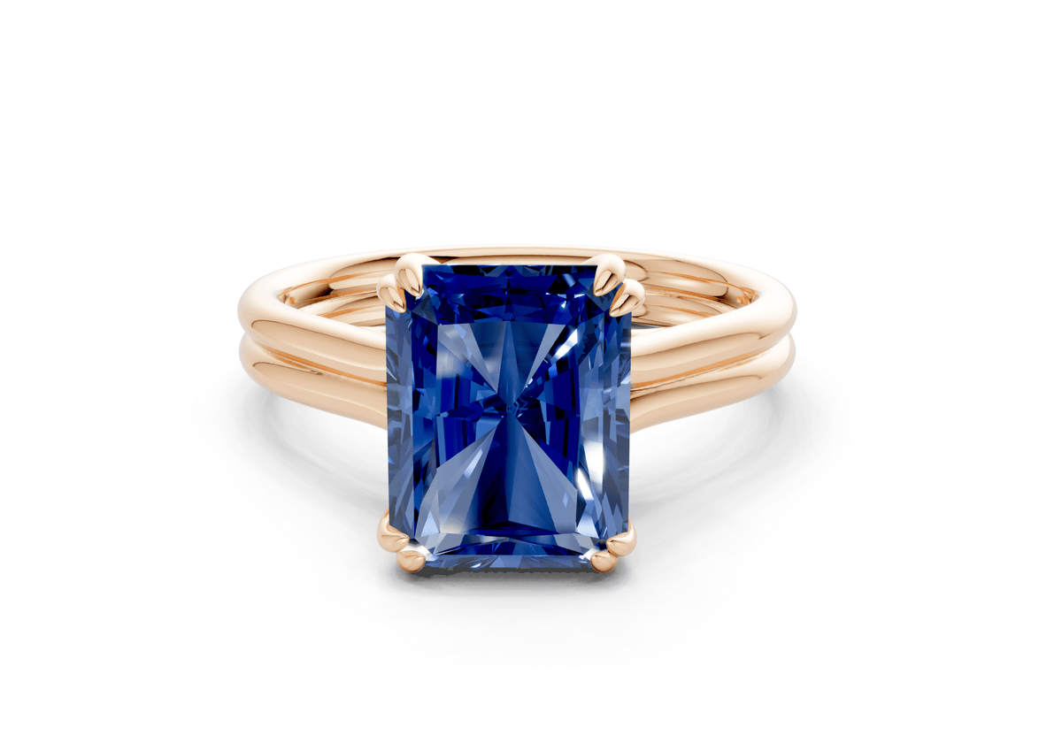 Audrey Sapphire Gemstone Solitaire Radiant Cut 3.1mm Engagement Ring