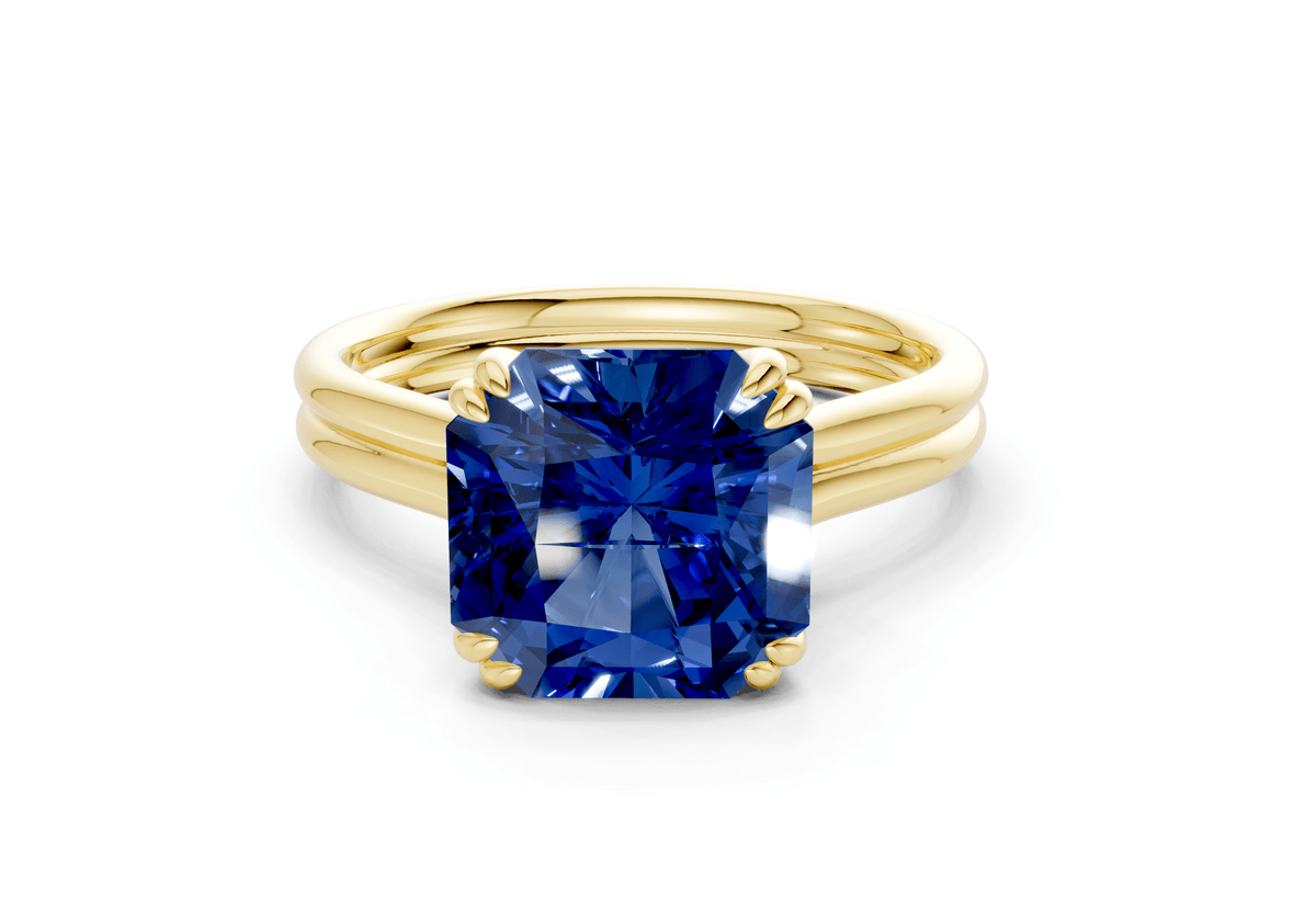 Audrey Sapphire Gemstone Solitaire Radiant Squareuare Cut 3.1mm Engagement Ring