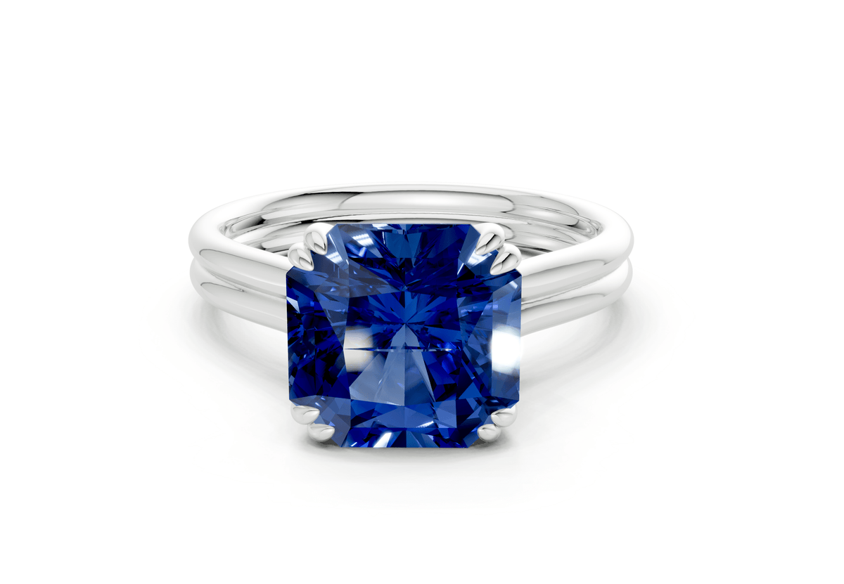 Audrey Sapphire Gemstone Solitaire Radiant Squareuare Cut 3.1mm Engagement Ring