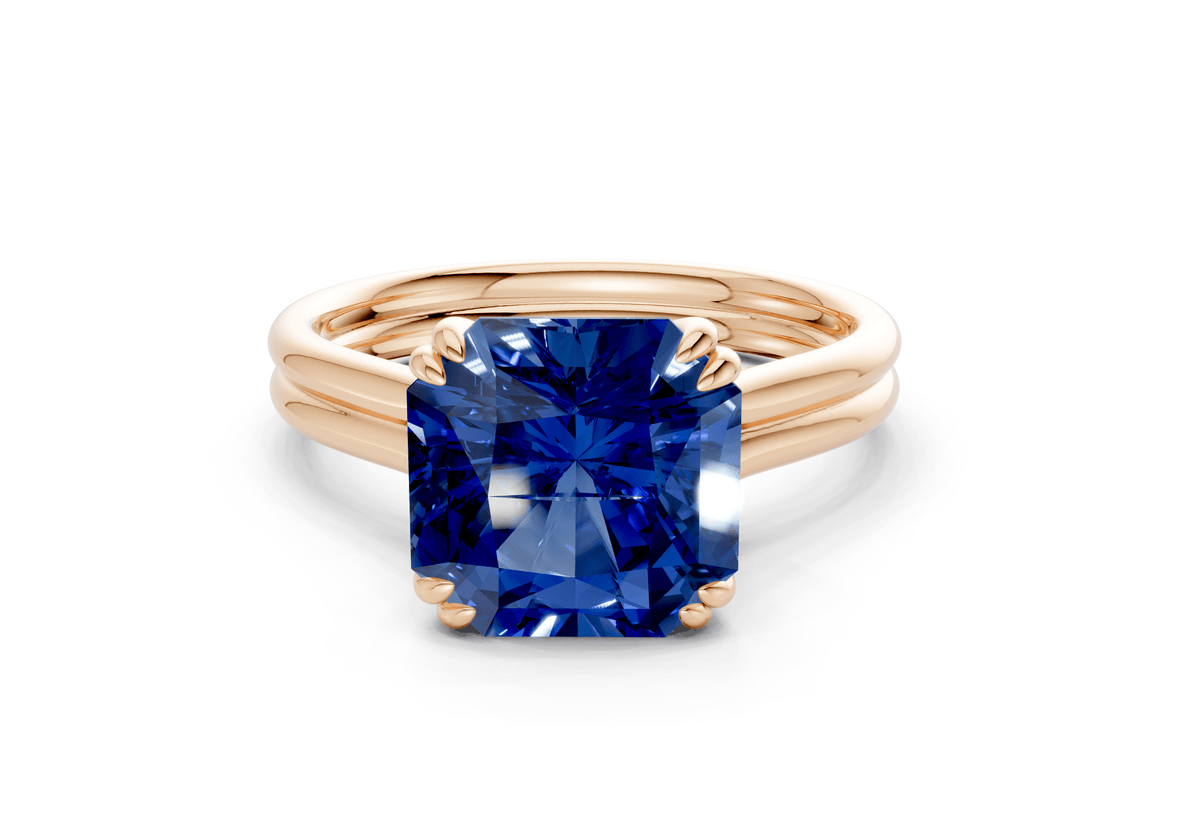 Audrey Sapphire Gemstone Solitaire Radiant Squareuare Cut 3.1mm Engagement Ring