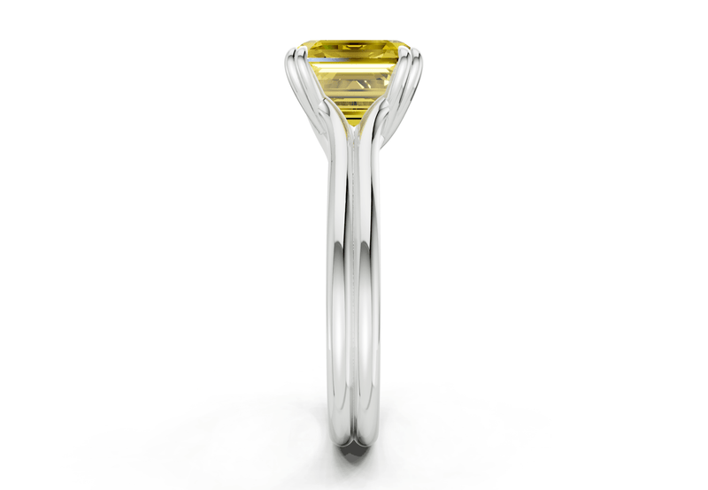 Audrey Yellow Diamond Solitaire Asscher Cut 3.1mm Engagement Ring - Ring Premier