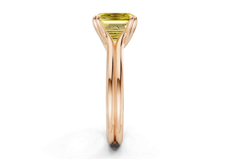 Audrey Yellow Diamond Solitaire Asscher Cut 3.1mm Engagement Ring - Ring Premier