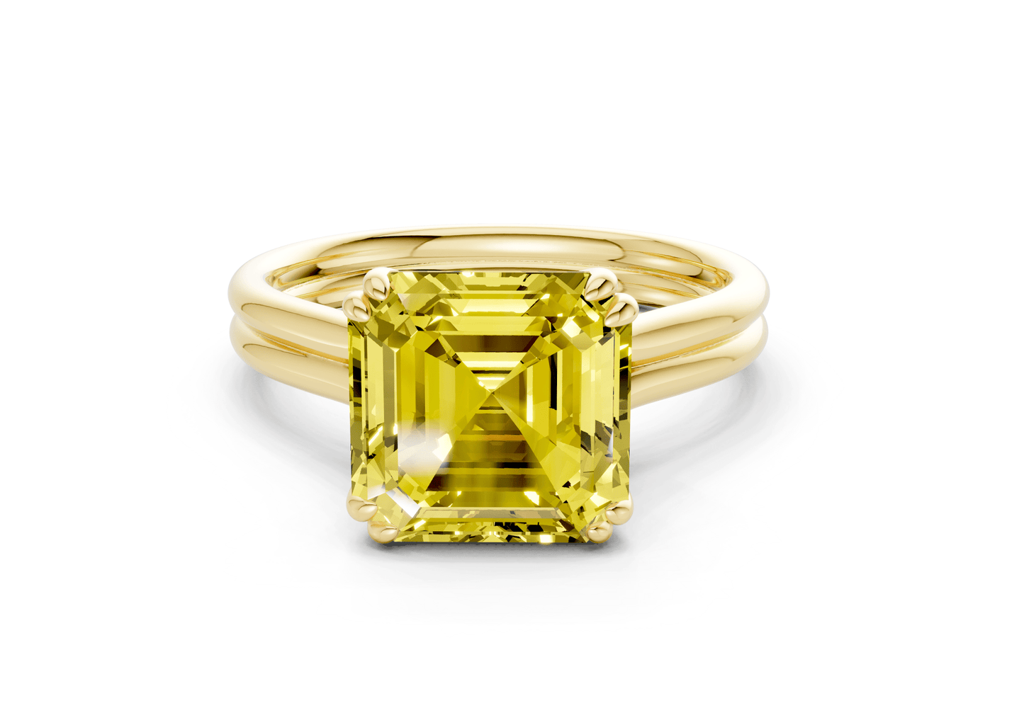 Audrey Yellow Diamond Solitaire Asscher Cut 3.1mm Engagement Ring - Ring Premier