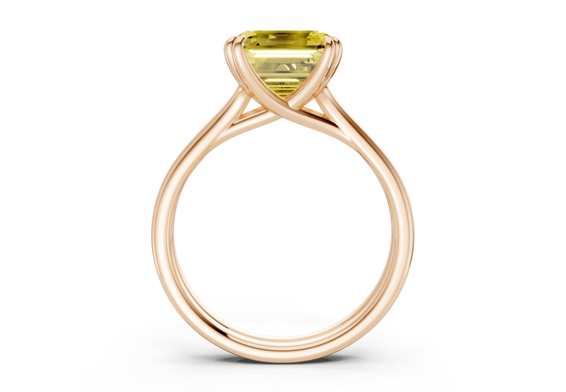 Audrey Yellow Diamond Solitaire Asscher Cut 3.1mm Engagement Ring - Ring Premier