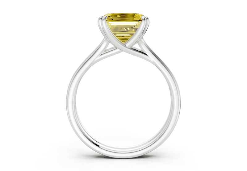 Audrey Yellow Diamond Solitaire Asscher Cut 3.1mm Engagement Ring - Ring Premier