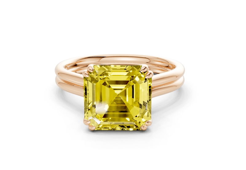 Audrey Yellow Diamond Solitaire Asscher Cut 3.1mm Engagement Ring - Ring Premier