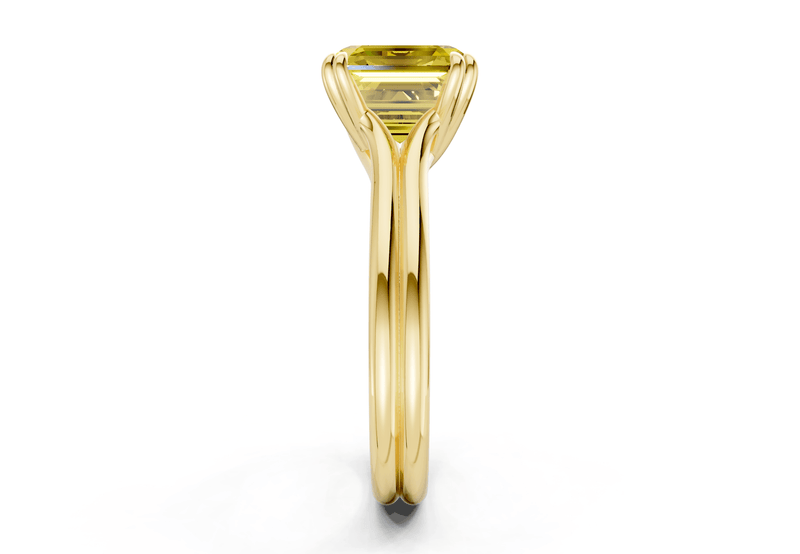 Audrey Yellow Diamond Solitaire Asscher Cut 3.1mm Engagement Ring - Ring Premier