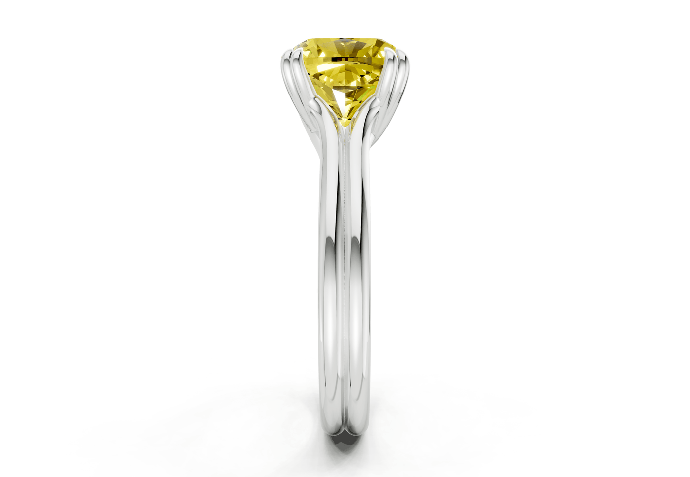 Audrey Yellow Diamond Solitaire Cushion Squareuare Cut 3.1mm Engagement Ring